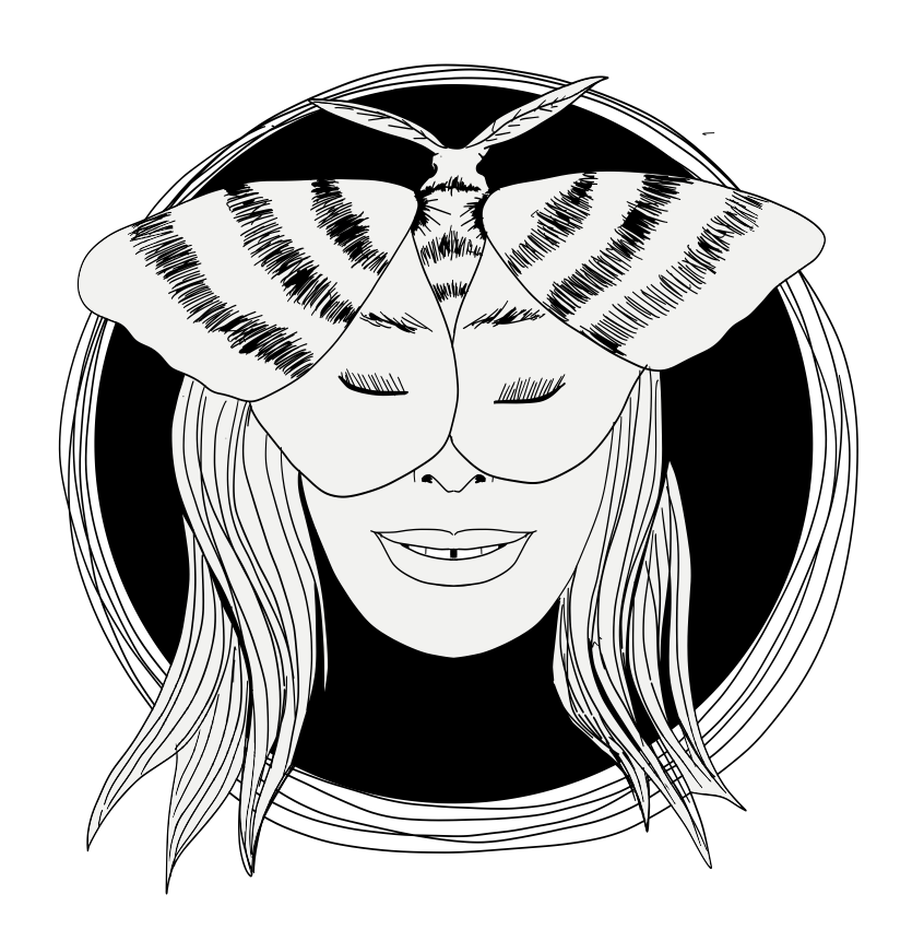 Frau mit Schmetterling über den Augen - Illustration